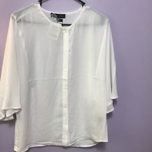 New white sheer medium blouse